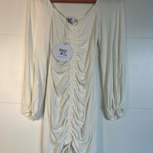 Princess Polly Cream Ruched Dress